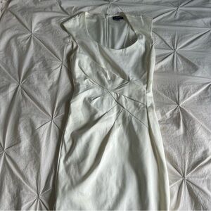 Le Chateau Womens White Pleated Sheath Midi Dress XXS